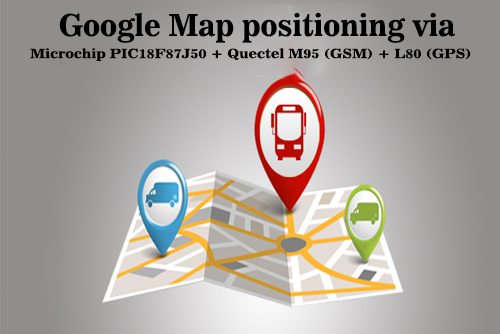 Locate on Google Map via SMS uses Microchip PIC18F87J50 + Quectel M95 (GSM) + L80 (GPS)